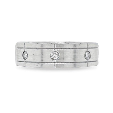 10K White Gold 0.12CT Three Diamond Ladies Band