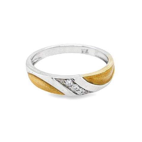 10K Yellow and White Gold 0.05TDW Diamond Wedding Band