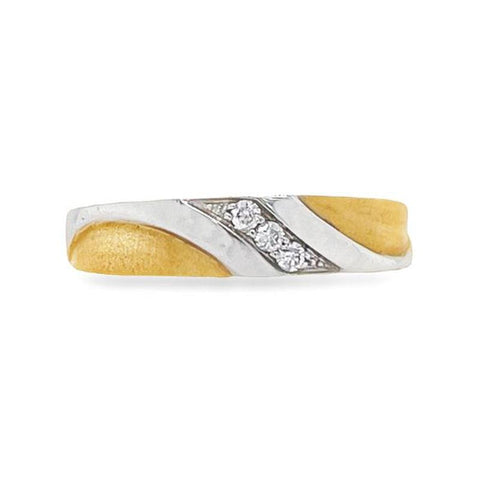 10K Yellow and White Gold 0.05TDW Diamond Wedding Band