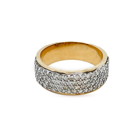 10K Yellow Gold 1.00TDW Diamond French Pave Anniversary Band