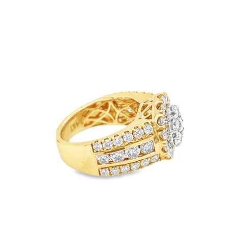 14K Yellow Gold 3.00TDW Diamond Extra Vaganza Illusion Centre Halo Ring