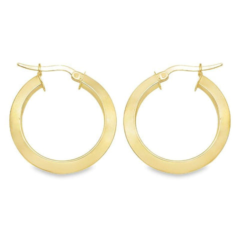 14K Yellow Solid Gold Knife Edge Hoop Earrings