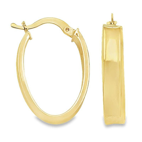 10K, 14K Yellow Gold 4.7 MM Oval Hoop Earrings