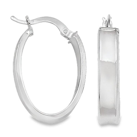 10K, 14K White Gold 4.7 MM Oval Hoop Earrings