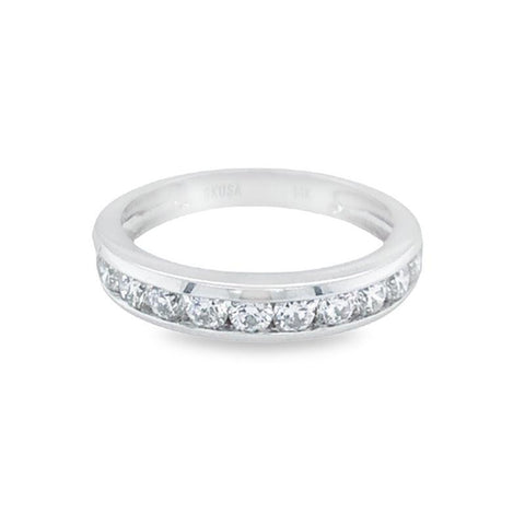 14K White Gold 0.90TDW Channel Set Semi Eternity Diamond Band