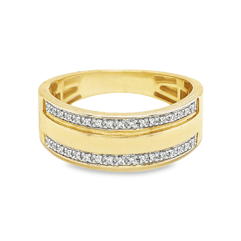 10K Yellow Gold 0.10TDW Diamond Mens Band