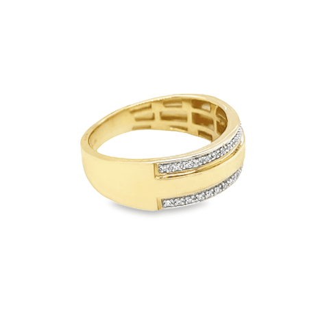 10K Yellow Gold 0.10TDW Diamond Men's Band