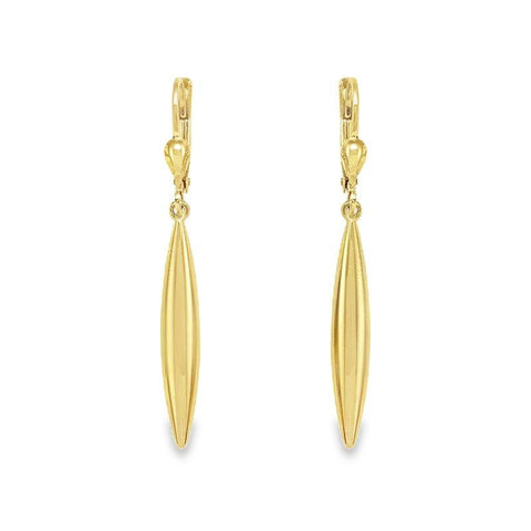 10K Yellow Gold High Polish Long Drop Earrings