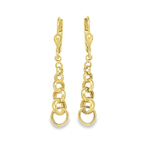 10K Yellow Gold High Polish Link Drop Earrings