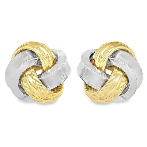 10K Two Tone Gold Love Knot Stud Earrings