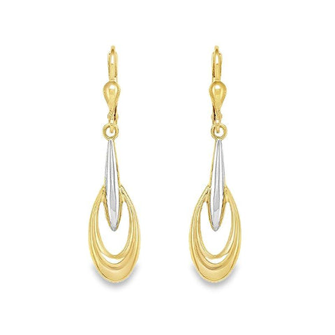 10K Yellow and White Gold Fancy Drop Earrings