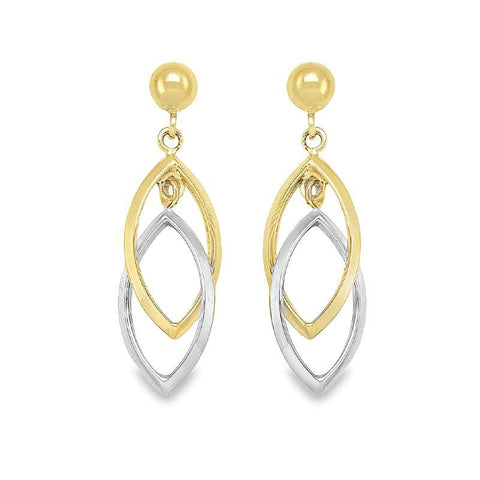 10K Two-Tone Gold Teardrop Earrings