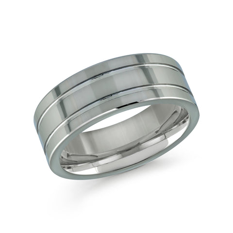 8mm White Tungsten Carbide High Polish Wedding Band