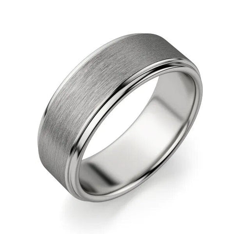 8mm Grey Brushed Step Wedding Band made of Tungsten