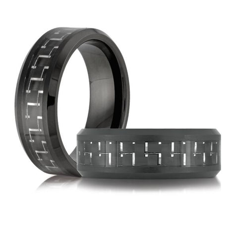 8mm PVD Plated Tungsten Band with Carbon Fiber Center