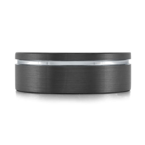 8mm Black Tungsten Carbide Wedding Band with Satin Finish