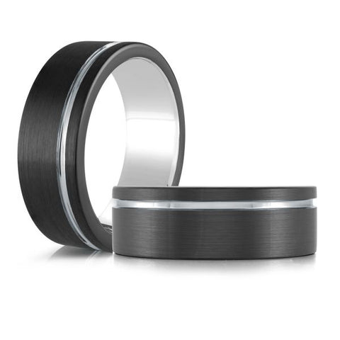 8mm Black Tungsten Carbide Wedding Band with Satin Finish