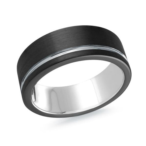 8mm Black Tungsten Carbide Wedding Band with Satin Finish