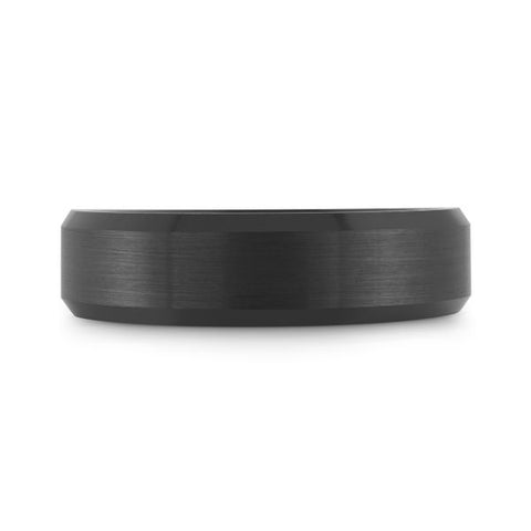 6mm Black Tungsten Comfort Fit Wedding Band for Men with Brushed Finish