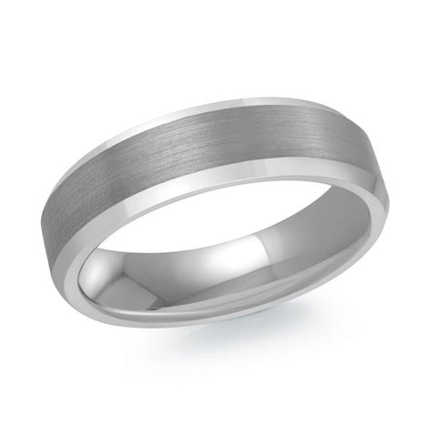 6mm Gray Tungsten Carbide Band with Brushed Center and Polished Edges