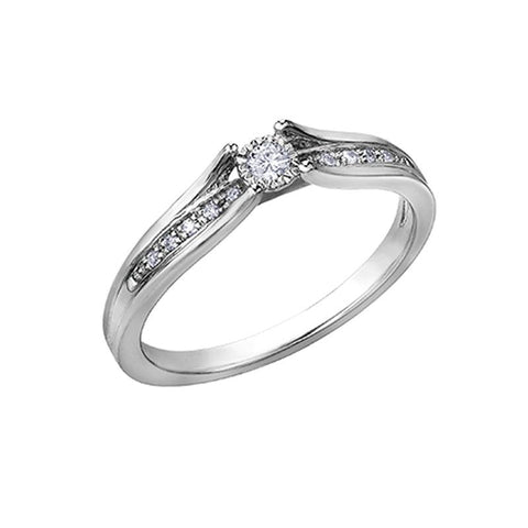 10K White Gold 0.10TDW Diamond Illusion Set Promise Ring