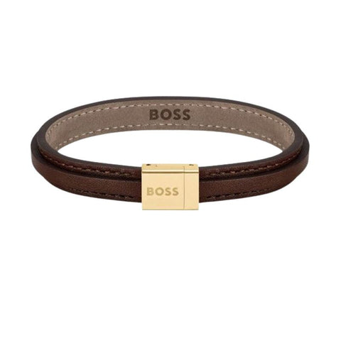 Hugo Boss Jewellery Men's Grover Brown Leather Bracelet 1580329M