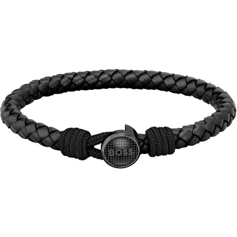 Hugo Boss Jewellery Mens Braided Black Leather Bracelet 1580468M