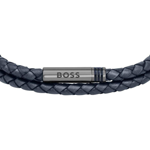 Hugo Boss Jewellery Men's Ares Blue Braided Double Leather Bracelet 1580494M