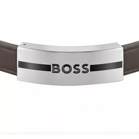 Hugo Boss Jewellery Men's Stainless Steel Brown Leather Bracelet 1580496M