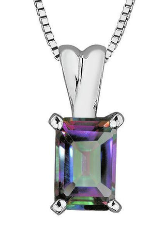 10K White Gold 64 Mystic Topaz Pendant