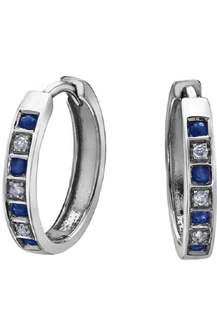 10K White Gold Sapphire & Diamond Earring 20011