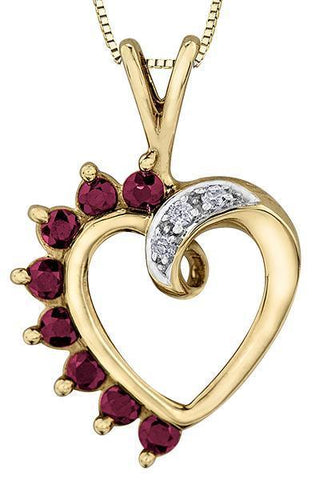 10K Yellow Gold Ruby Heart Pendant