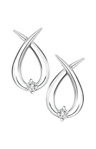 10K White Gold 0.04TDW Diamond Earrings 20080