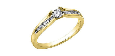 10K Yellow Gold 0.10TDW Diamond Illusion Set Promise Ring