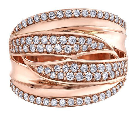 10K Rose Gold 1.00tdw Diamond Right Hand Ring