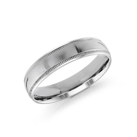 10, 14, 18 Karat 5mm Solid White Gold High Polish Milgrain Edge Wedding Band