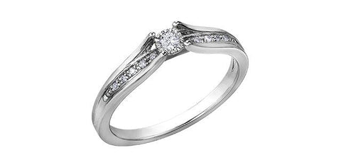 10K White Gold 0.10TDW Diamond Illusion Set Promise Ring