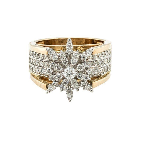 1.00 Ct TDW Diamond 10K Yellow Gold Star Burst Special Ring