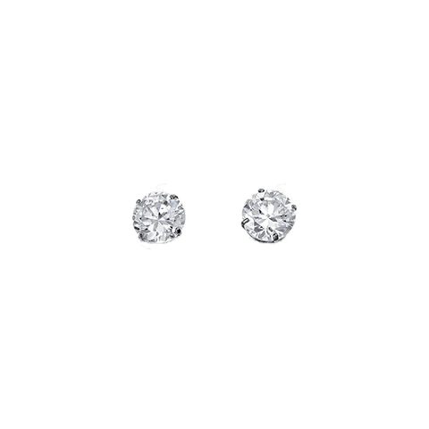 14K White Gold Round 5mm CZ Stud Earrings