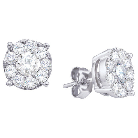 14K White Gold 1.00TDW Diamond Imperial Style Stud Earring