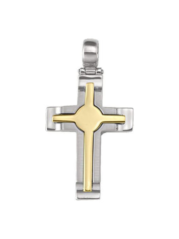 14K, 18K White and Yellow Gold Fancy Religious Italian Cross