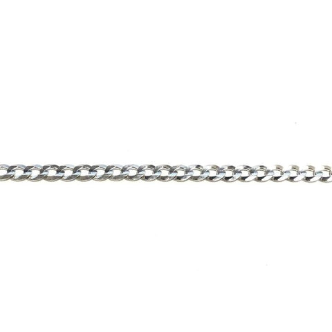 10K, 14K White Gold Solid Open Link Curb 3.0 mm Italian Anklet