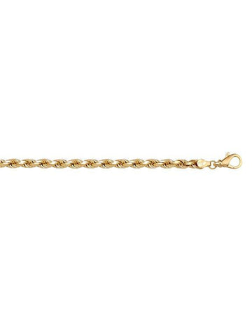 10, 14, 18 Karat Yellow Gold Solid Diamond Cut Rope 2.7 mm Italian Bracelet