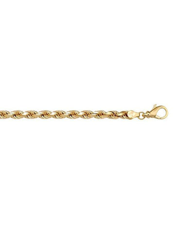 10K, 14K, 18K Yellow Gold Solid Diamond Cut Rope 3.5 mm Italian Bracelet