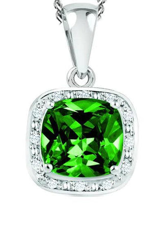 May Birthstone Pendant with Diamond Accent set in Sterling Silver